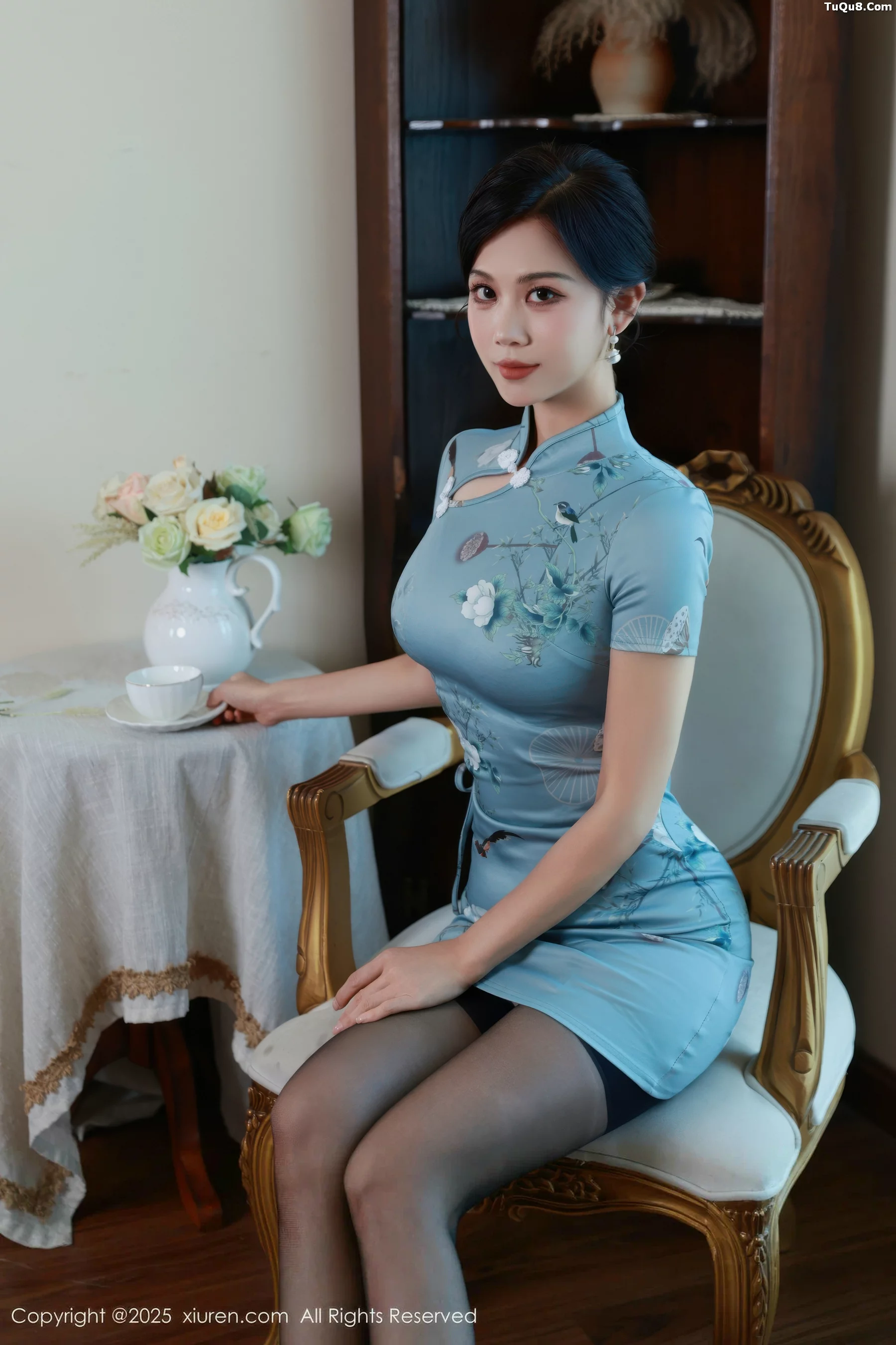 [XiuRen秀人网] 2025.09.11 No.10753 玫瑰我爱你 蓝色旗袍 [70P] NO.8